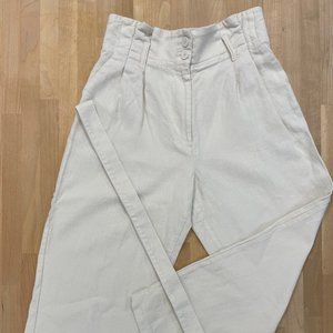 Oak + Fort Linen-Blend Tie Belt Pants